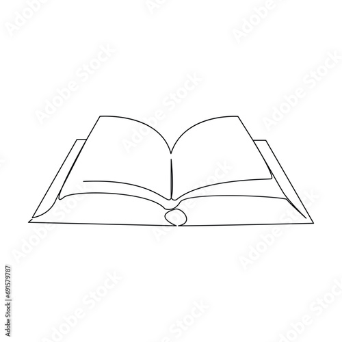 Continuous single line Vector,sketch illustration on white background open book style