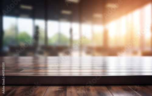 Empty table blurred dark fitness gym background Generated AI