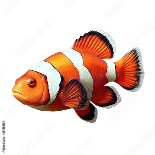 a clownfish/Amphiprioninae view, isolated and transparent PNG in a celebration-themed, photorealistic illustration. Generative ai