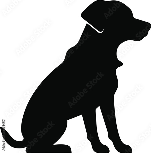 Vector silhouette of dog on white background. Symbol of pet.