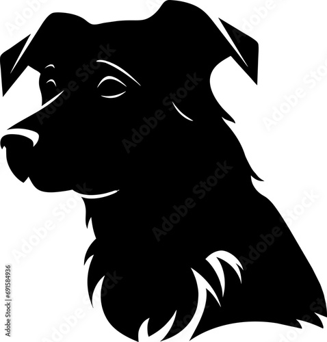 Dog silhouette. Vector silhouette of dog on white background. black dog isolated on white background. cutout dog. hand drawn design. vector illustration.