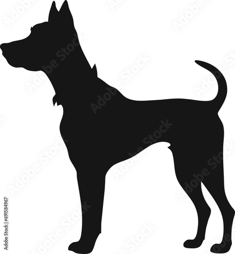 Dog silhouette. Vector silhouette of dog on white background. black dog isolated on white background. cutout dog. hand drawn design. vector illustration.