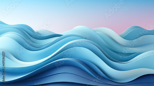 Abstract Gradient Blue Background: Hyper-Detailed 3D Paper-Cut Straight Lines in Origami Style