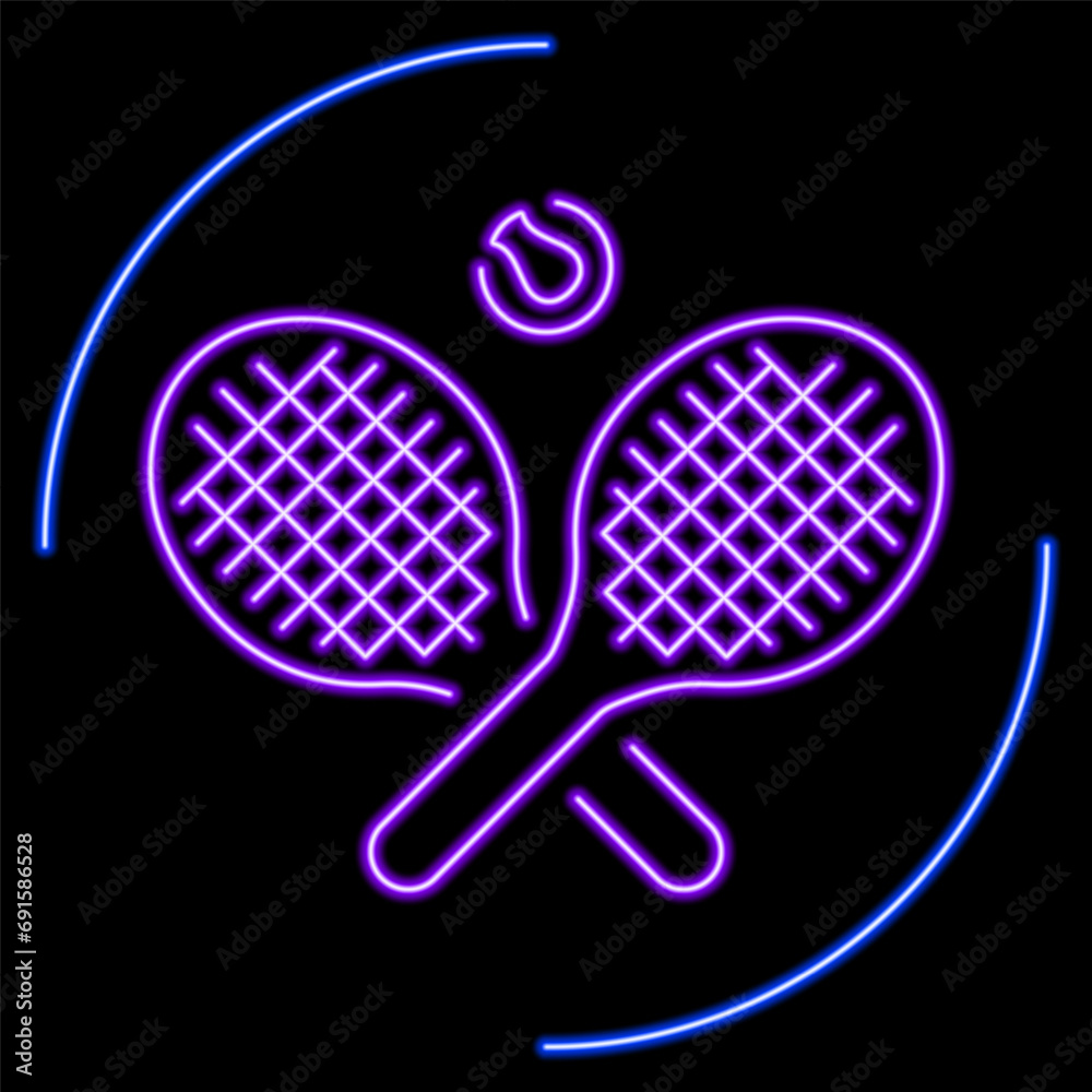 tennis neon sign, modern glowing banner design, colorful modern design trend on black background. Vector illustration. tennis neon sign, modern glowing banner design, colorful modern design trend on black background. Vector illustration.