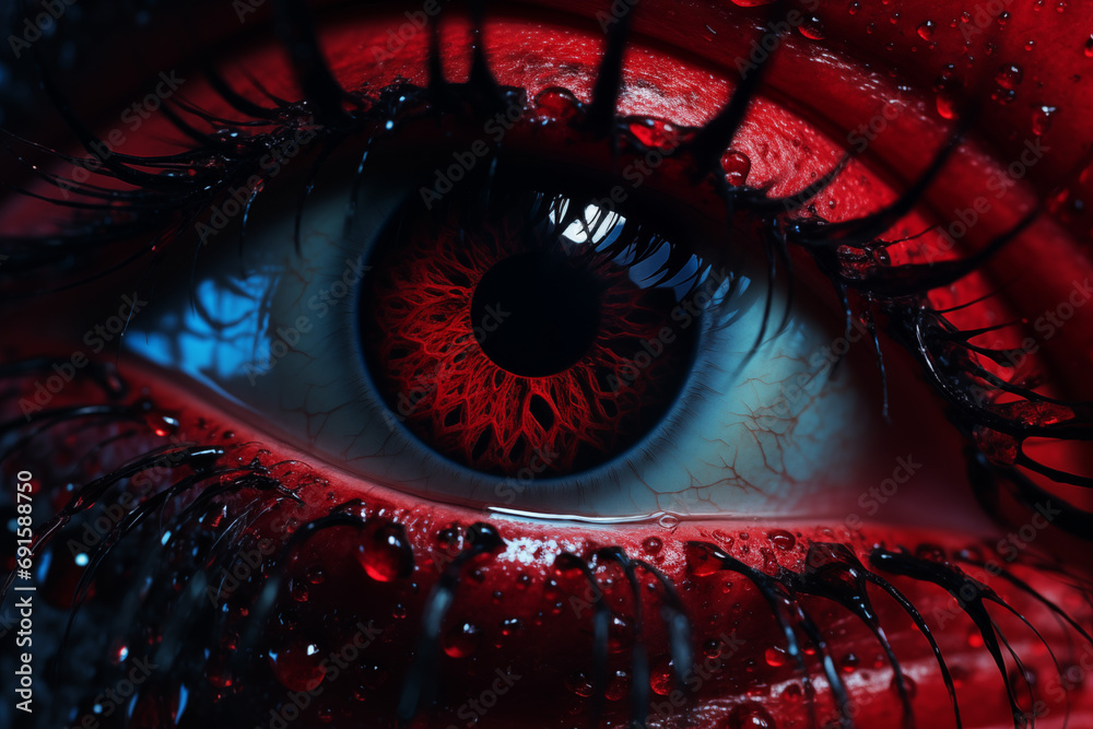 Red eyes created with Generative AI technology, inspiration eye