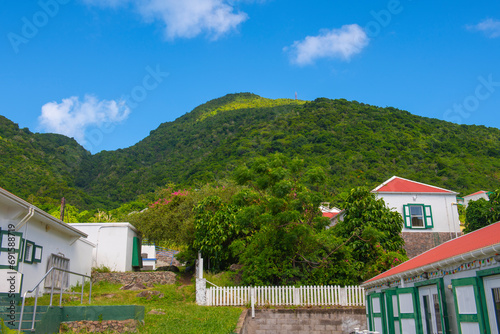 Wallpaper Mural The Bottom historic town center with Mount Scenery at the background in Saba, Caribbean Netherlands. Mount Scenery is a dormant volcano still active today.  Torontodigital.ca