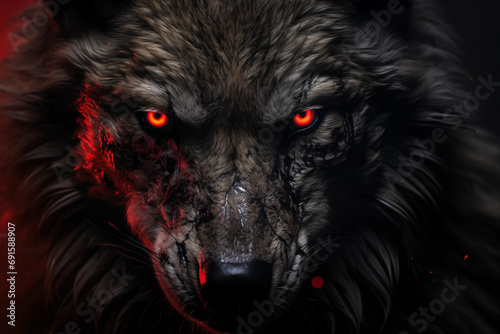 Obraz na płótnie Red-Eyed Wolf created with Generative AI technology w salonie