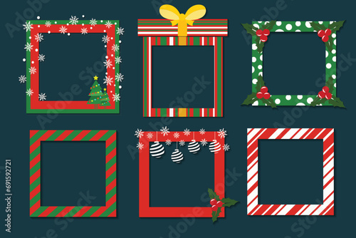 set of Christmas frames in vector designs for borders, frames, greeting cards, Christmas greetings, New Year