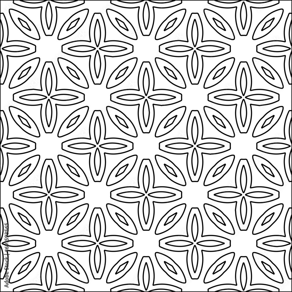 Figures from lines.Black pattern on white wallpaper for web page, textures, card, poster, fabric, textile. Abstract background.Repeating background image.White texture. Lines form shapes. Figures from lines.Black pattern on white wallpaper for web page, textures, card, poster, fabric, textile. Abstract background.Repeating background image.White texture. Lines form shapes.