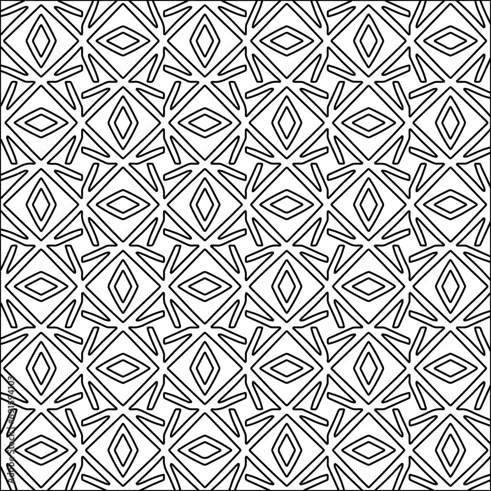 Figures from lines.Black pattern on white wallpaper for web page, textures, card, poster, fabric, textile. Abstract background.Repeating background image.White texture. Lines form shapes.