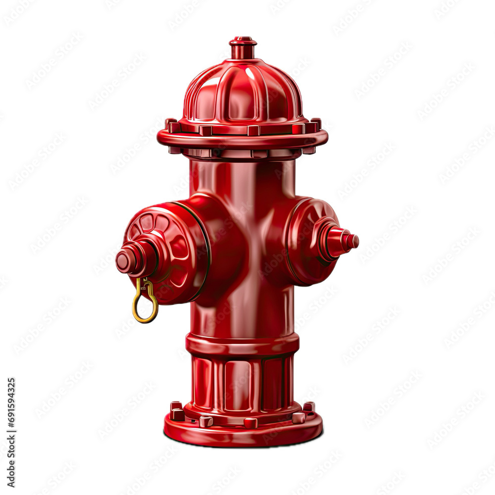 a Red fire hydrant, in a side view, isolated and transparent PNG in a Firefighter-themed, photorealistic illustration. Generative ai a Red fire hydrant, in a side view, isolated and transparent PNG in a Firefighter-themed, photorealistic illustration. Generative ai