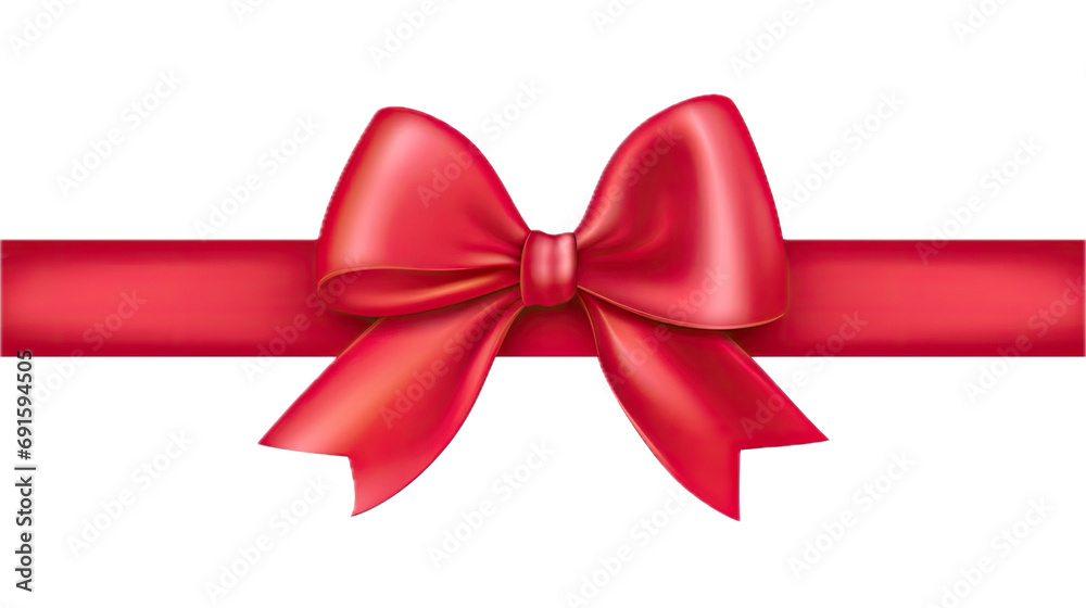 a red ribbon and bow, top view in a PNG, Gift-themed, isolated, and transparent photorealistic illustration. Generative ai a red ribbon and bow, top view in a PNG, Gift-themed, isolated, and transparent photorealistic illustration. Generative ai