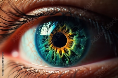 Macro closeup of a Chaman's eye, iris, pupil, eye lashes