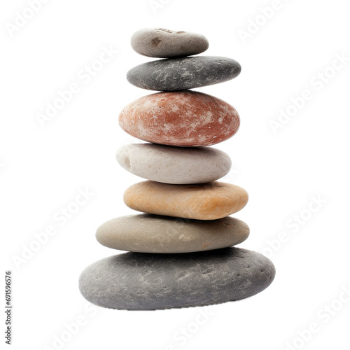 a cairn, pile of stones for a trail marker, side view in a PNG, Hiking-themed, isolated, and transparent photorealistic illustration. Generative ai