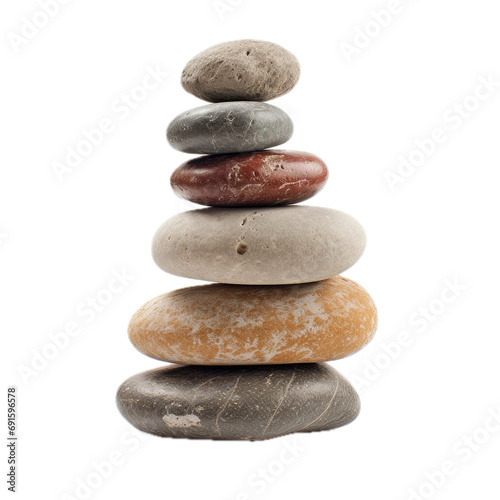 a cairn  pile of stones for a trail marker  side view in a PNG  Hiking-themed  isolated  and transparent photorealistic illustration. Generative ai
