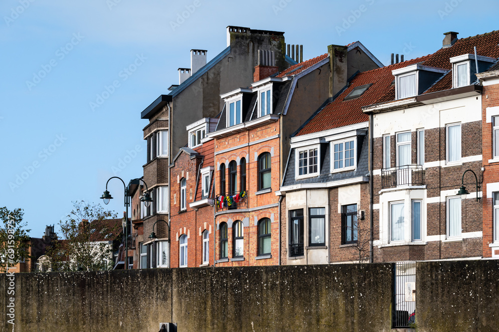 Laeken, Brussels Capital Region, Belgium - Facades of residential houses in a row