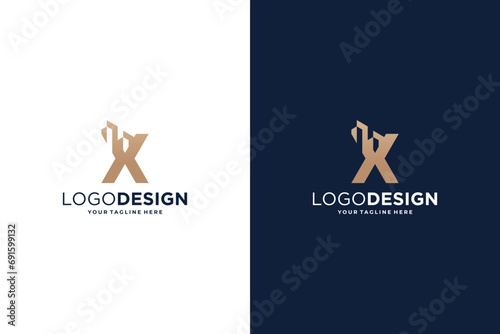 Building architecture letter X logo design. photo