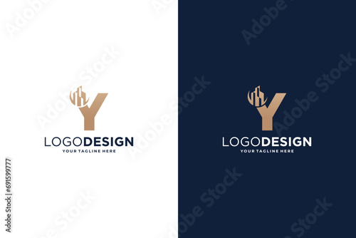 Building architecture letter Y logo design. photo