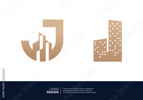 Letter J building real estate logo design collection.