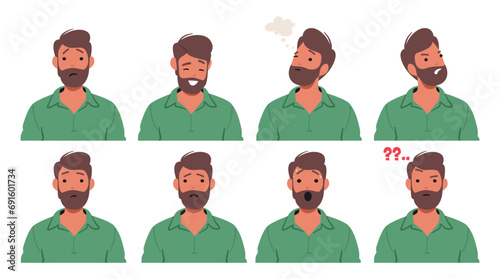 Man Emotions Vary. Joy Beams From his Smile, Sadness Clouds his Eyes, Determination Fuels his Gaze, And, Shock