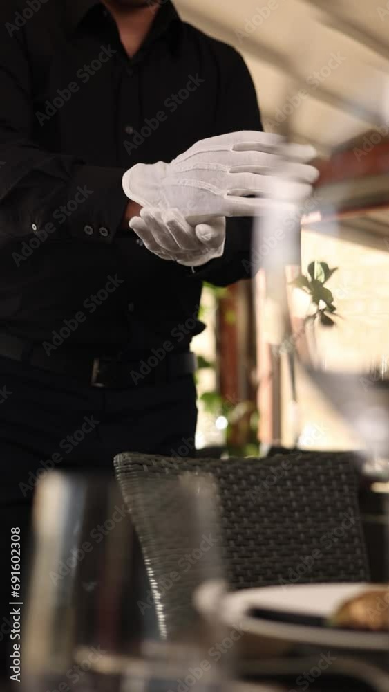 process of table setting for a banquet in a restaurant process of table setting for a banquet in a restaurant