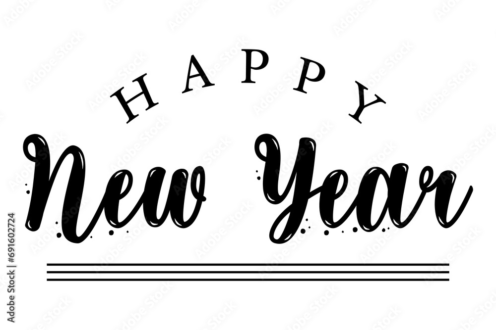 Happy new year text lettering vector illustration Happy new year text lettering vector illustration