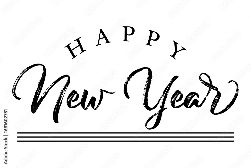 Happy new year text lettering vector illustration Happy new year text lettering vector illustration