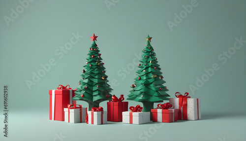 Minimalist background with Christmas tree