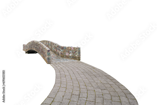 old stone bridge with a pavement road isolated png
