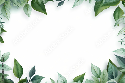 A green leaves frame place for an inscription ,text ,message's ,greeting card , white background 