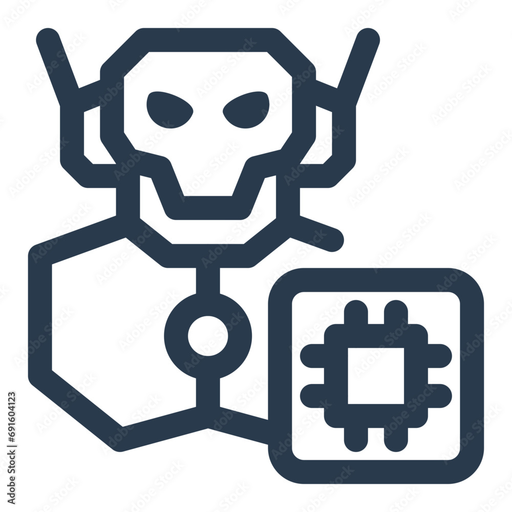Futuristic Robot Companion in Superhero World Icon Futuristic Robot Companion in Superhero World Icon