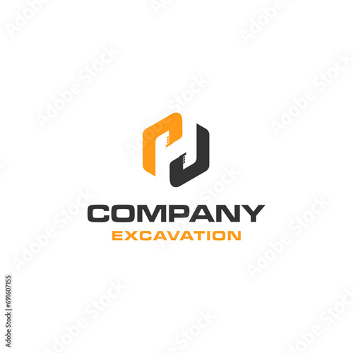 the excavator letter H logo