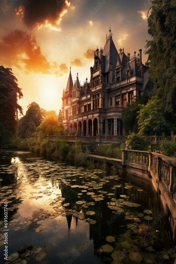 Obraz premium sunset over the river