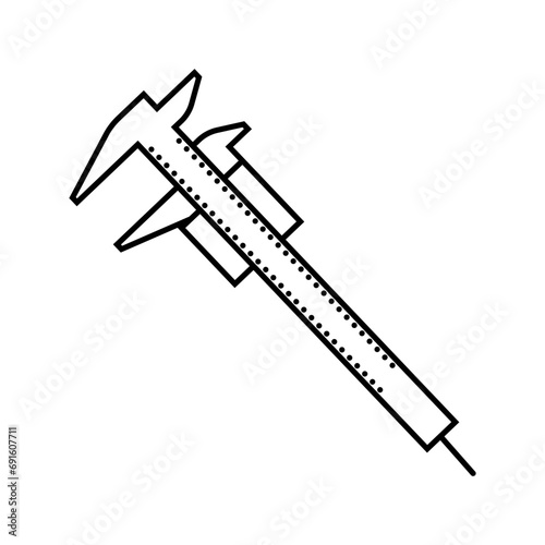 vernier gauge tool work line icon vector. vernier gauge tool work sign. isolated contour symbol black illustration