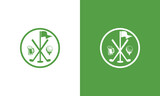 golf sports field logo design vector