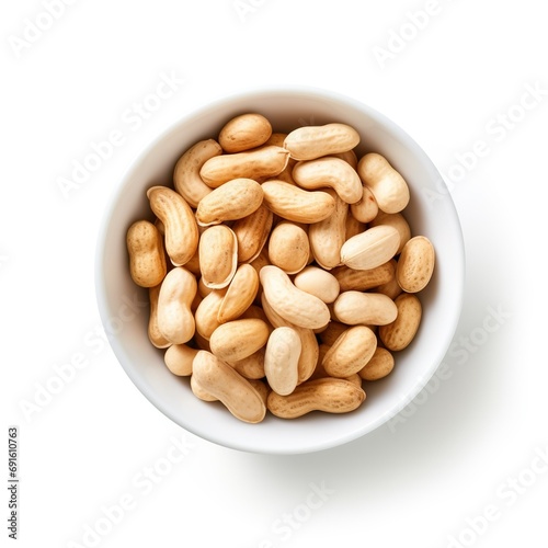 Peanut on white bowl, isolated on white background