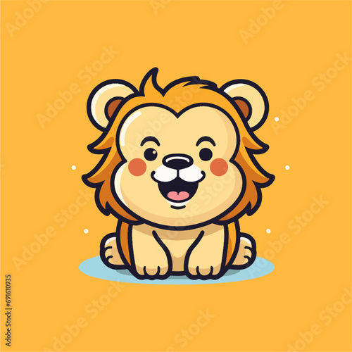 minimalist elegant digital icon design of a smiling lion