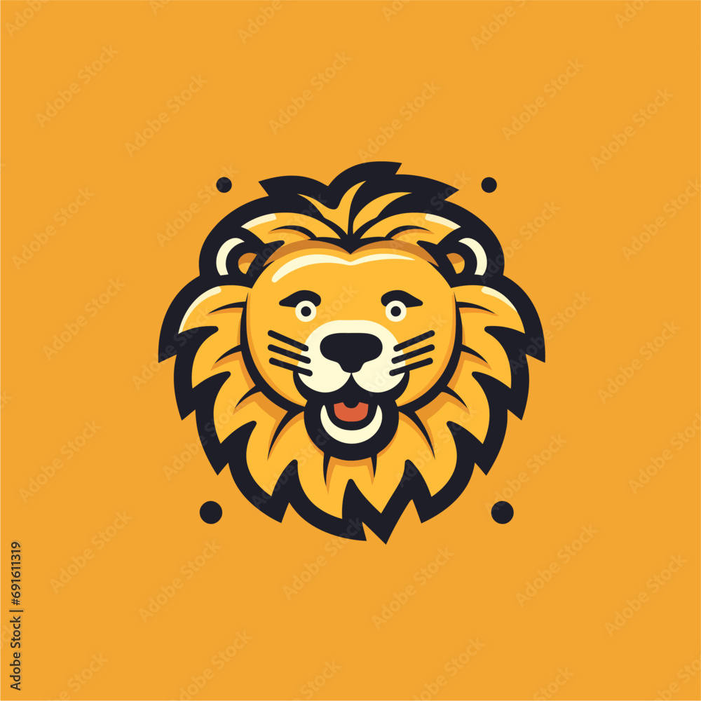 Obraz premium minimalist elegant digital icon design of a smiling lion