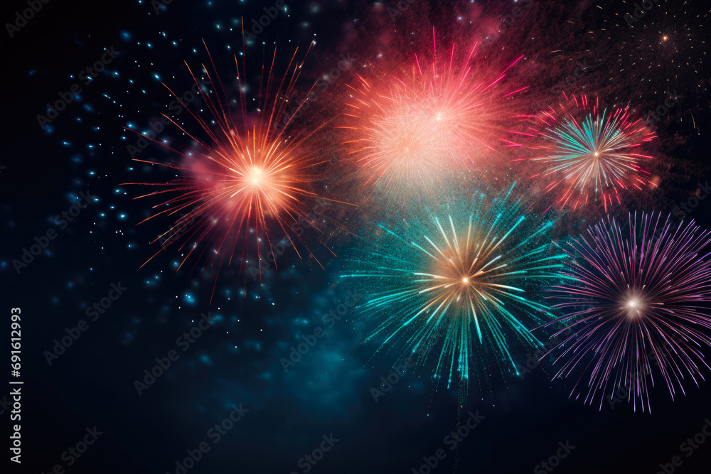 Fototapeta premium Celestial Celebration: Colorful Fireworks Display