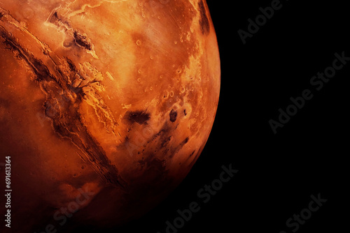 Fototapeta Naklejka Na Ścianę i Meble -  Planet Mars on a dark background. Elements of this image furnished by NASA