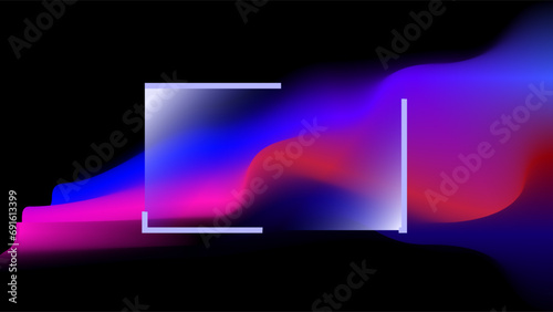 Color flow abstract design with rectangle glass frame copy space background