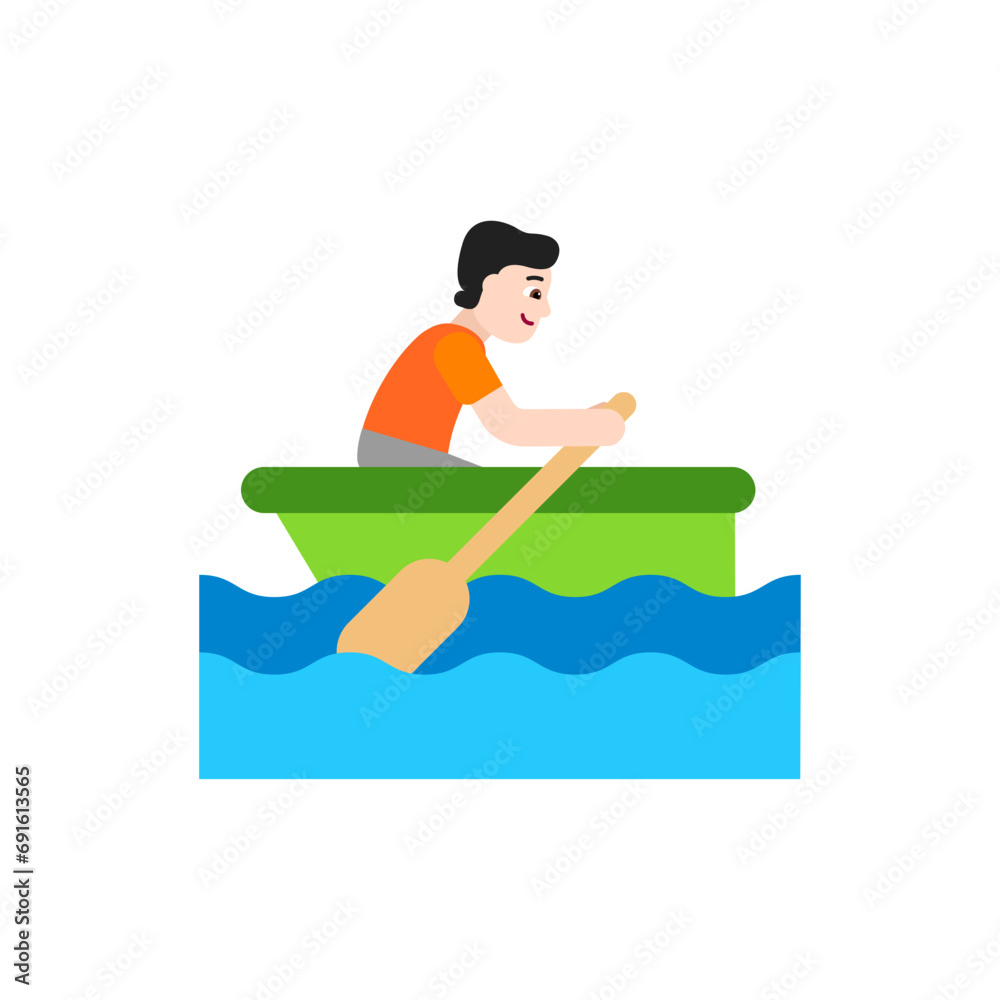 Person Rowing Boat: Light Skin Tone Person Rowing Boat: Light Skin Tone