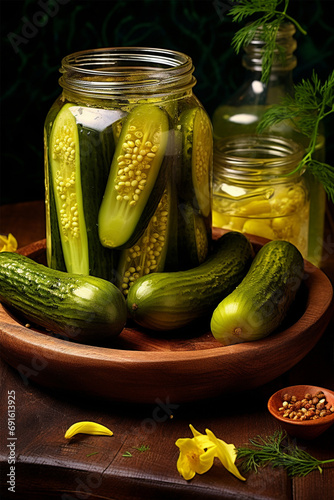 Pickled cucumbers in a jar