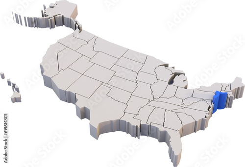 New Jersey state of USA map