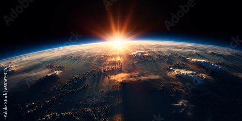 Sunrise over the planet view from space  amazing view