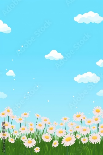 Beautiful Animated Daisiy Flower Background with Empty Copy Space for Text - Flowers Daisiys Nature Backdrop - Flat Vector Flower Graphic Illustration Wallpaper created with Generative AI Technology