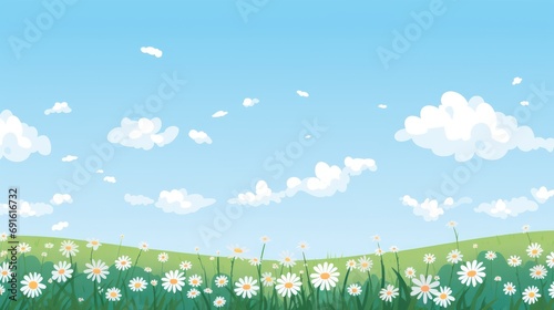 Beautiful Animated Daisiy Flower Background with Empty Copy Space for Text - Flowers Daisiys Nature Backdrop - Flat Vector Flower Graphic Illustration Wallpaper created with Generative AI Technology
