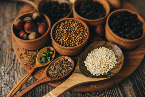 painting for a kitchen with spices; a poster with seasoning;