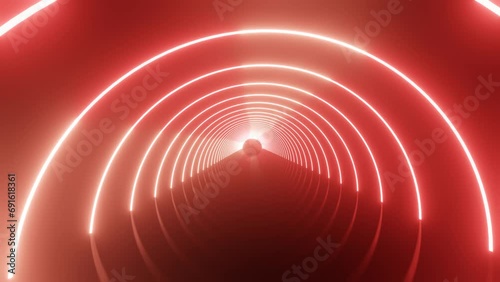 Abstract portals the background with Light Lines Moving Fast in reflection. Futuristic neon with lights in a seamless loop. Moving glowing neon lights disco party