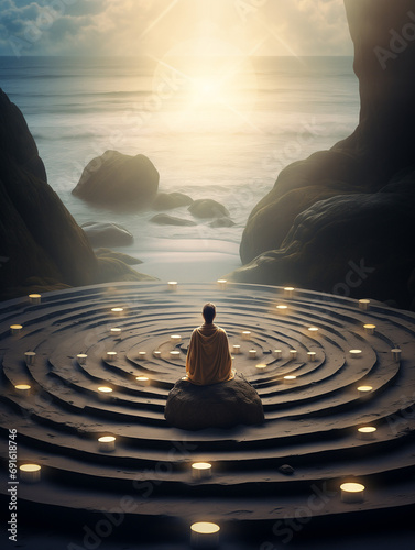 A Photo Of A Person's Journey Of Self-Discovery Like Meditation Or A Spiritual Retreat